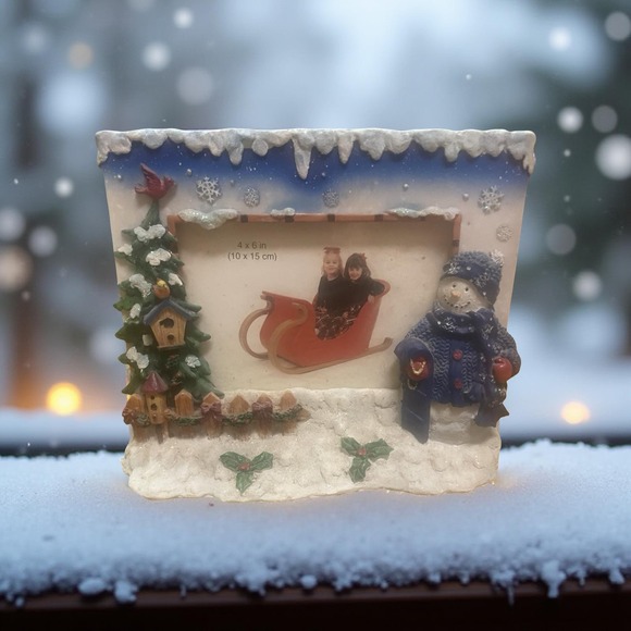 Other - Christmas Snowman Sleigh Photo Frame 4x6 Holiday Winter Decor‎ cute cozy cottage
